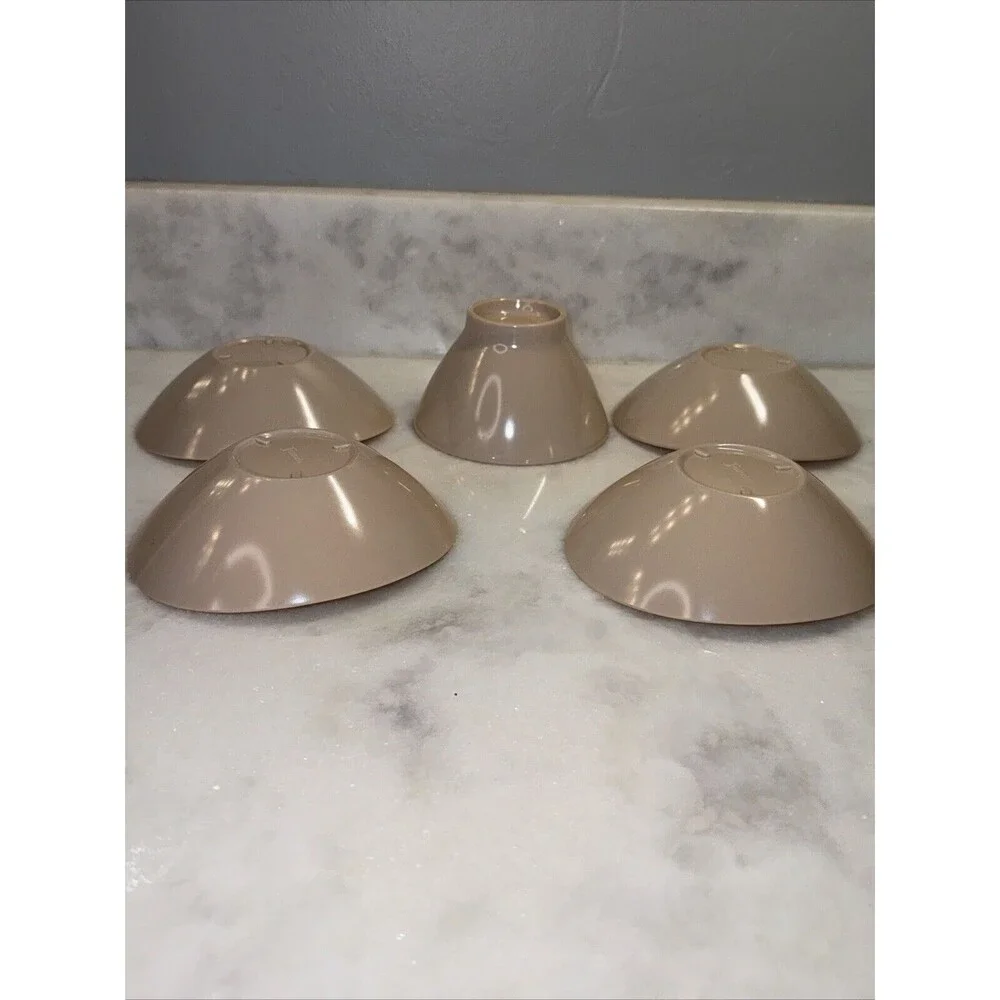 Fostoria Melamine Fawn Taupe Set Of 4 Casual Flair Bowls And 1 Sugar Bowl No Lid
